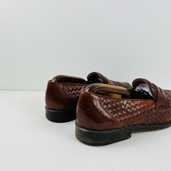 Russell & Bromley Tan Brown Leather Woven Classic Slip On Loafers UK 9 - Picture 8 of 12